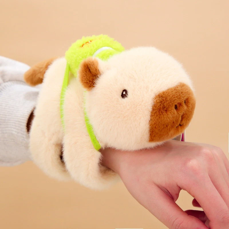 Wagging Tail Cute Capybara Plush Clap Circle Hand Ring For Women Girls Cartoon Cute Capybara Wristband Bracelet Children Gifts