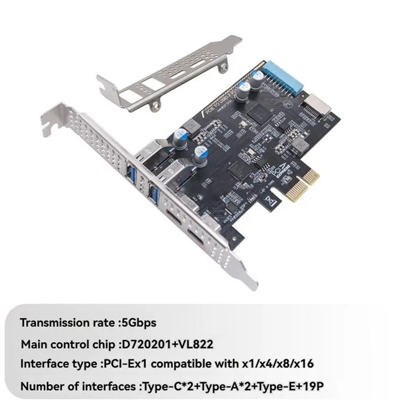 Hot Selling-PCI-E To 4-Port Type-C Adapter Card Type-Cx2+ Type-Ax2+ Type-E+ 19Pin IDC Expansion Card 5Gbps Using NEC720201 2