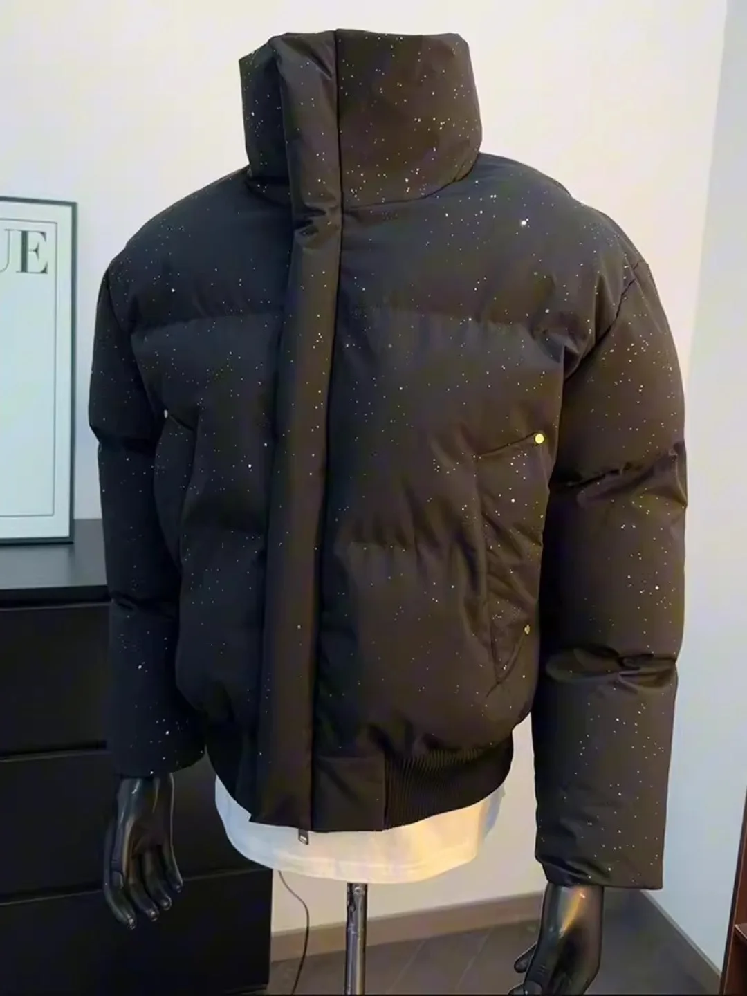 

Bla Star ort Thiened Cotton Jaet Men's Winter Warm Stand Collar Bread Sle American Jinjiang Cotton Coat Outerwear