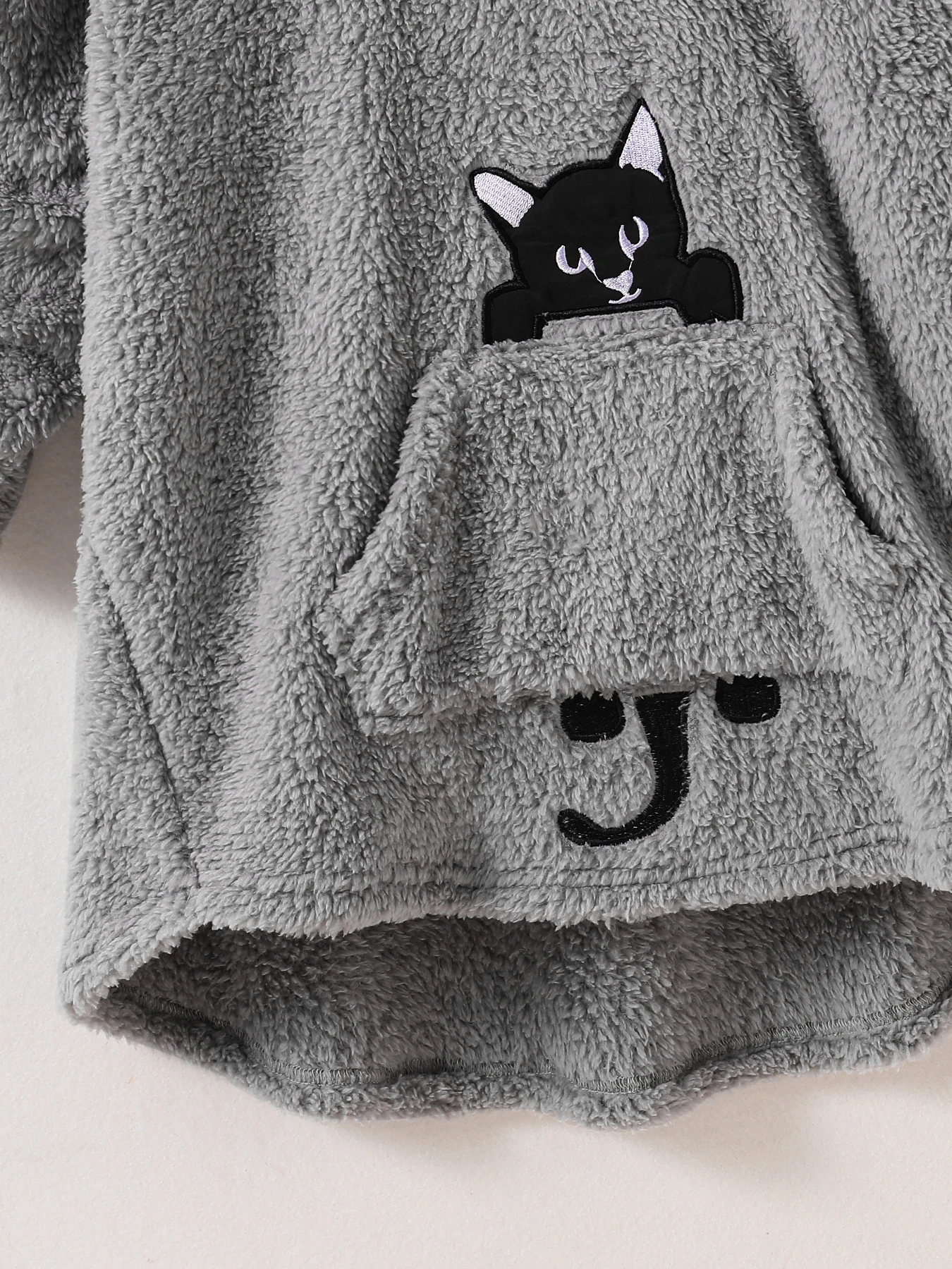 Girls Fall/Winter Kids Fashion Trends Cute furry grey pullover Cat print loose top hoodie