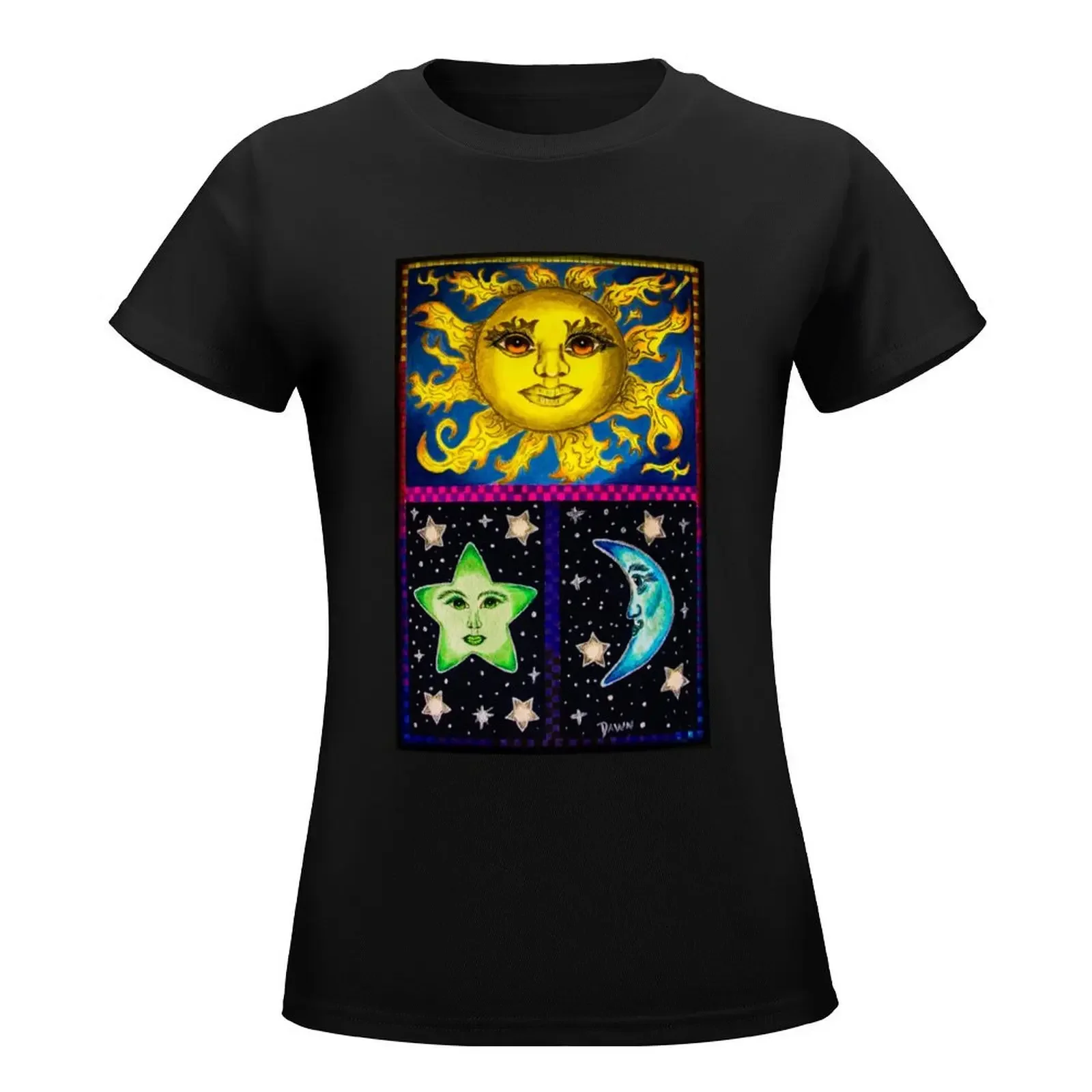 Celestial Skies T-Shirt graphics summer top funny tops T-shirt Women