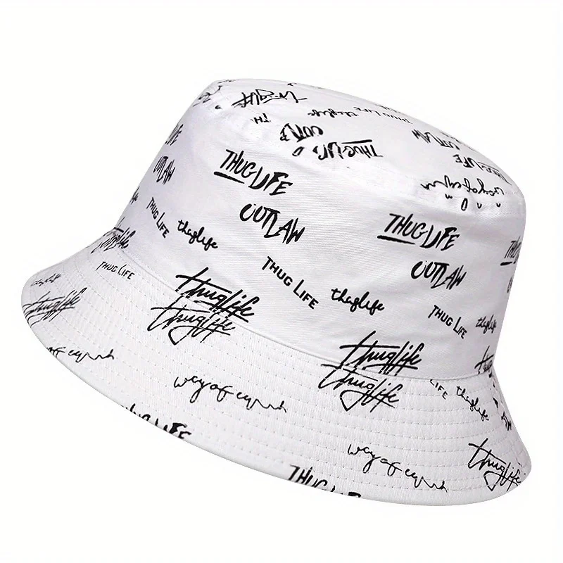 Fashion Graffiti Letters Bucket Hat For Men Women Double-sided Foldable Soft Sun Hats Outdoor Casual Fisherman Caps For Women