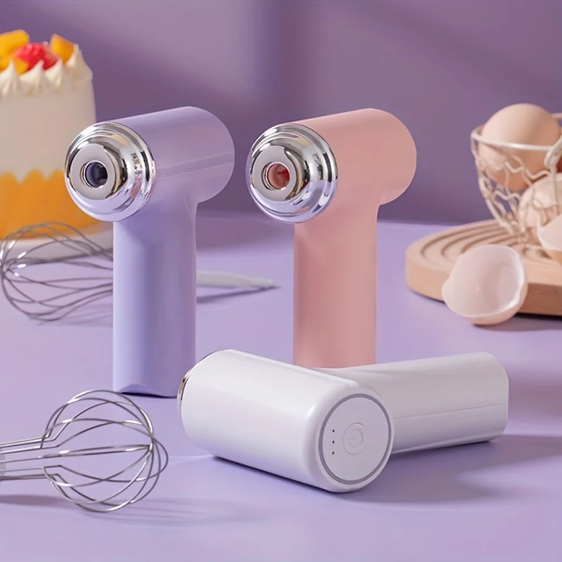 

Белый беспроводной электрический ручной миксер с венчиком из нержавеющей стали, двигателем 1050 об/мин, питанием от USB/аккумулятора, литиевая батарея емкостью 800 мАч, идея