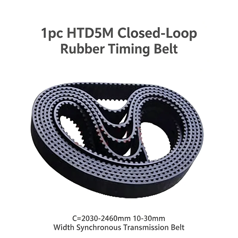 1pc HTD5M Closed‑Loop Rubber Timing Belt C=2030‑2460mm 10‑30mm Width Synchronous Transmission Belt