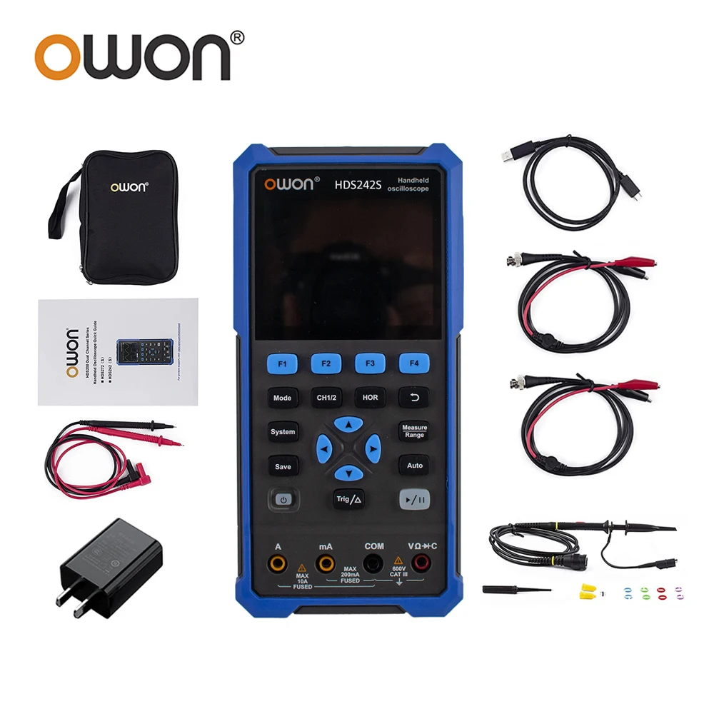 OWON HDS242S 40MHz HDS272S 70MHz Handheld Digital Oscilloscope+Multimeter+Waveform Generator 250MSa/s True RMS 2CH Oscilloscopes