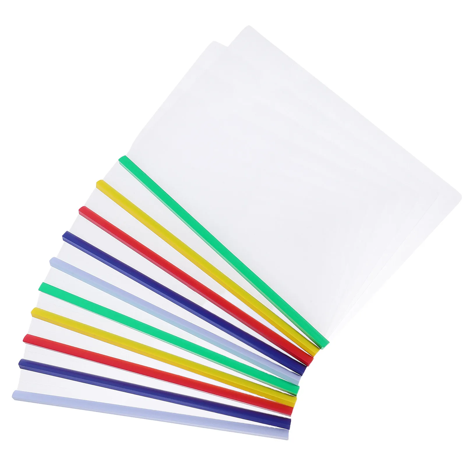 

10Pcs A4 Transparent Plastic File Folders Colored Slide Bar High Capacity Document Holder for Office School Enterprise Use