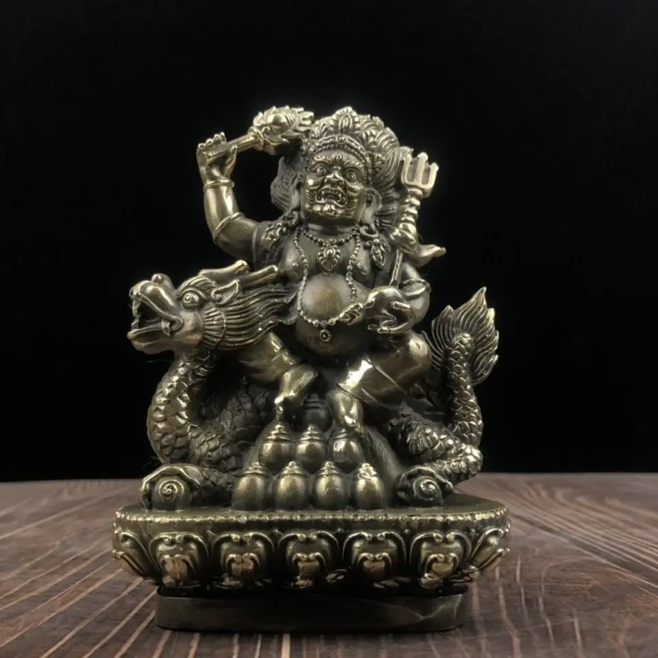 tibetan dragon riding god of wealth protector Statue Sculpture Figurines Home Garden Decoration Statues For House ﻿