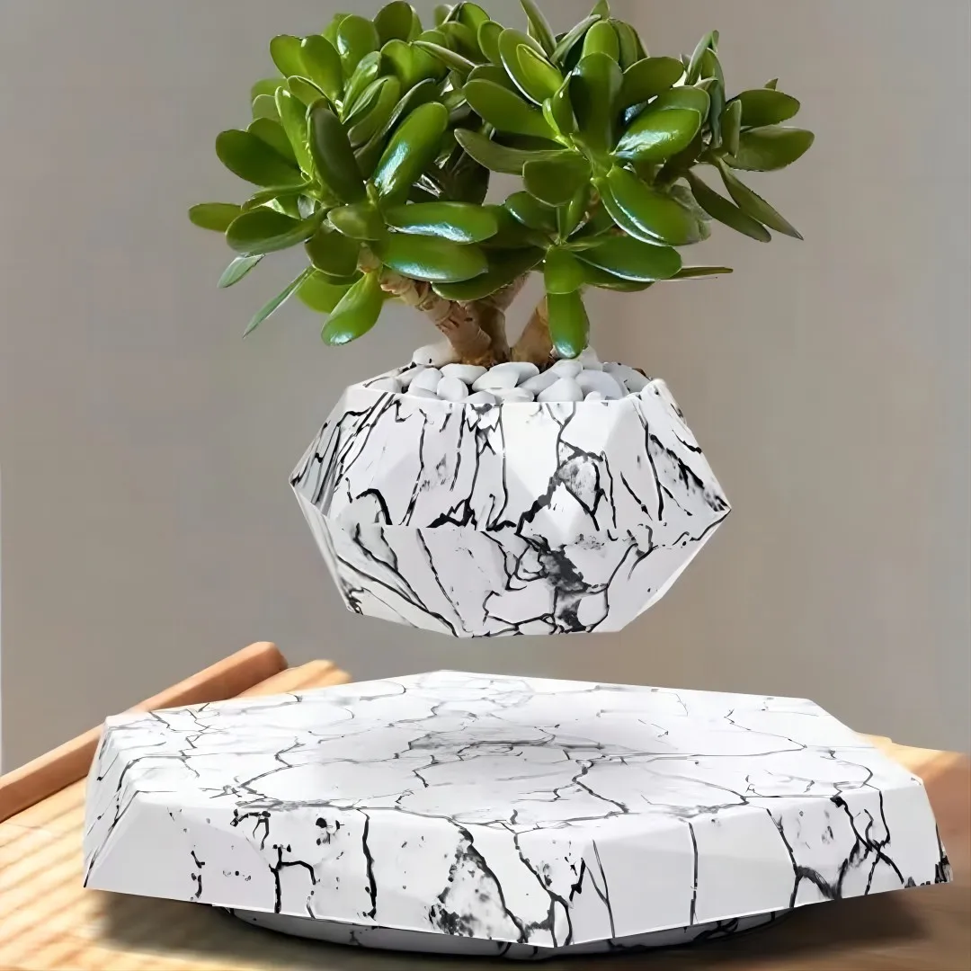 Magnetic Bonsai Wooden Floating Flowerpot Plant Suspension Flowerpot Floating Rotating Magnetic Suspension Flower