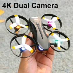 4DRC nowy dron V16 RC 4k HD szerokokątny podwójny aparat 1080P WIFI FPV drony z 7 kolorowymi lampkami LED składany Quadcopter zabawek