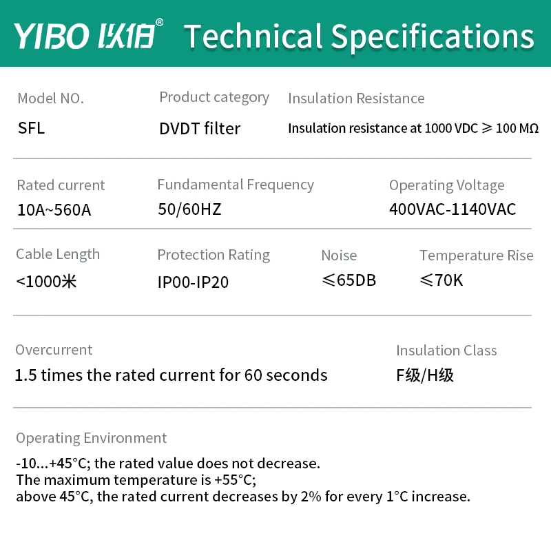 YIBO DVDT Filter VFD Output Filter Motor Protection Filter for Inverter Servo Drive Anti Interference