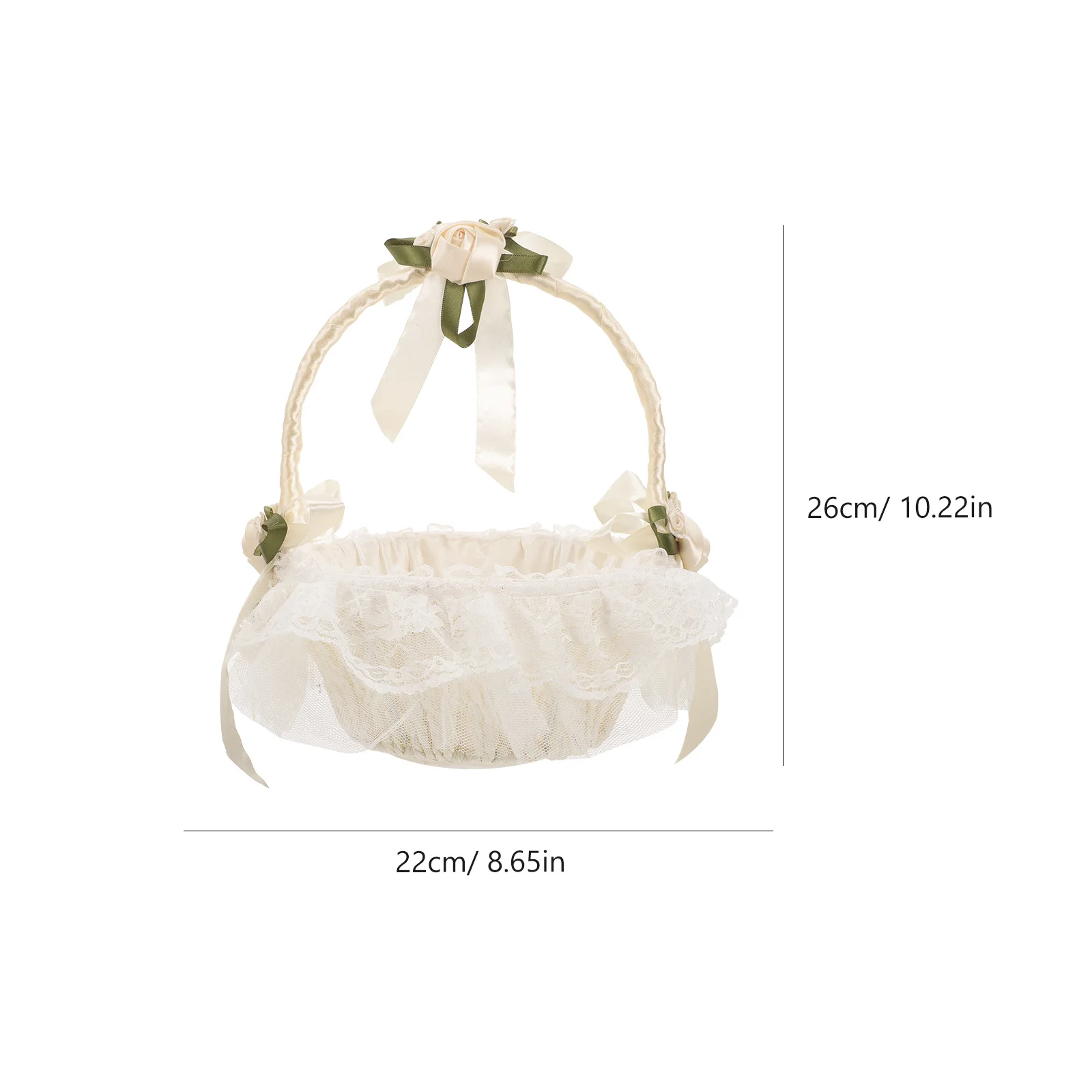 سلال فتاة الزهور لحفلات الزفاف رومانسية من الدانتيل والساتان مع سلة زفاف من حجر الراين لأحداث مأدبة التخرج الممر #5