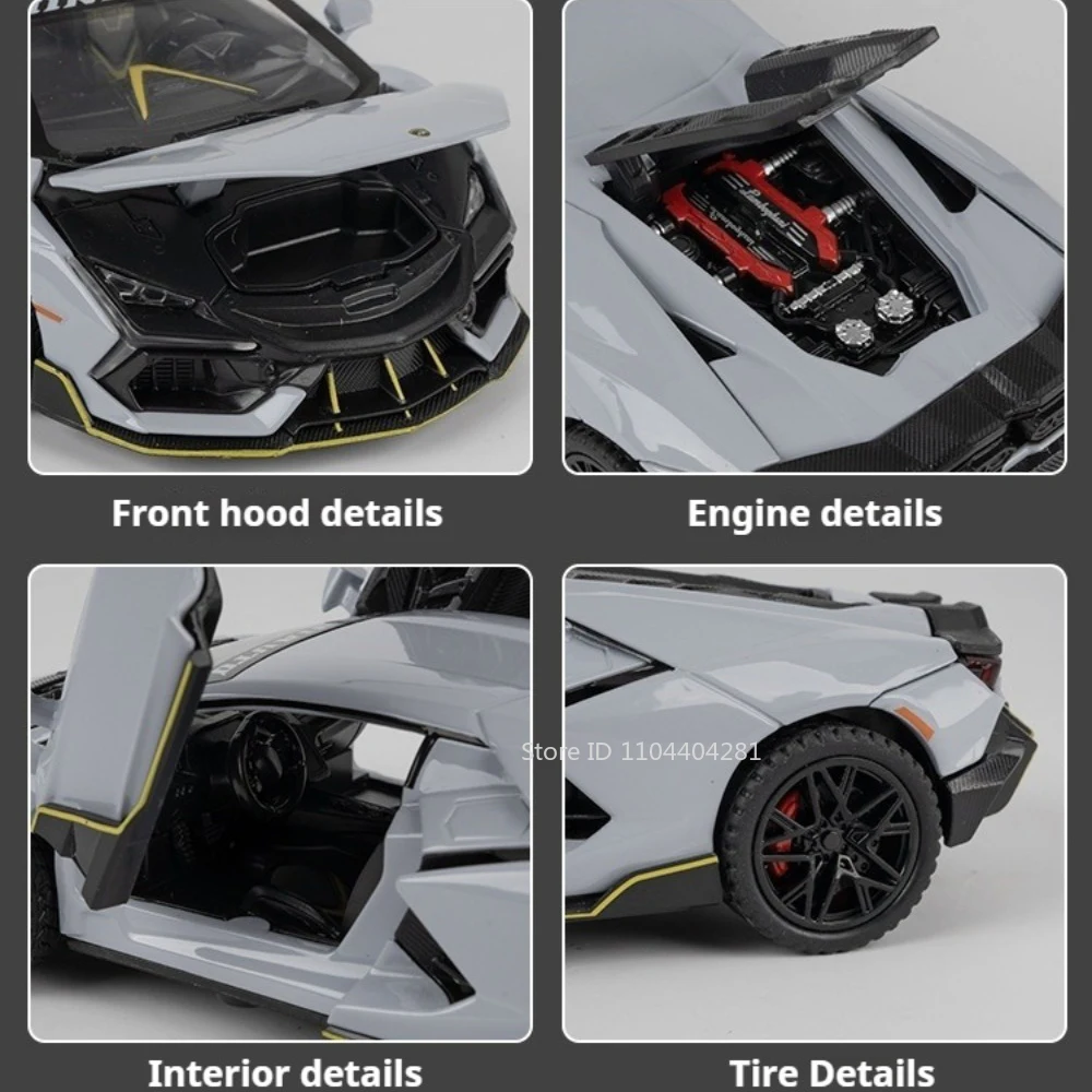 1:32 ランボルギーニ レヴエルト マンソリー V12 スポーツカー モデル ダイキャスト 合金 おもちゃ ドア開閉 サウンド ライト プルバック 車両 コレクション 飾り