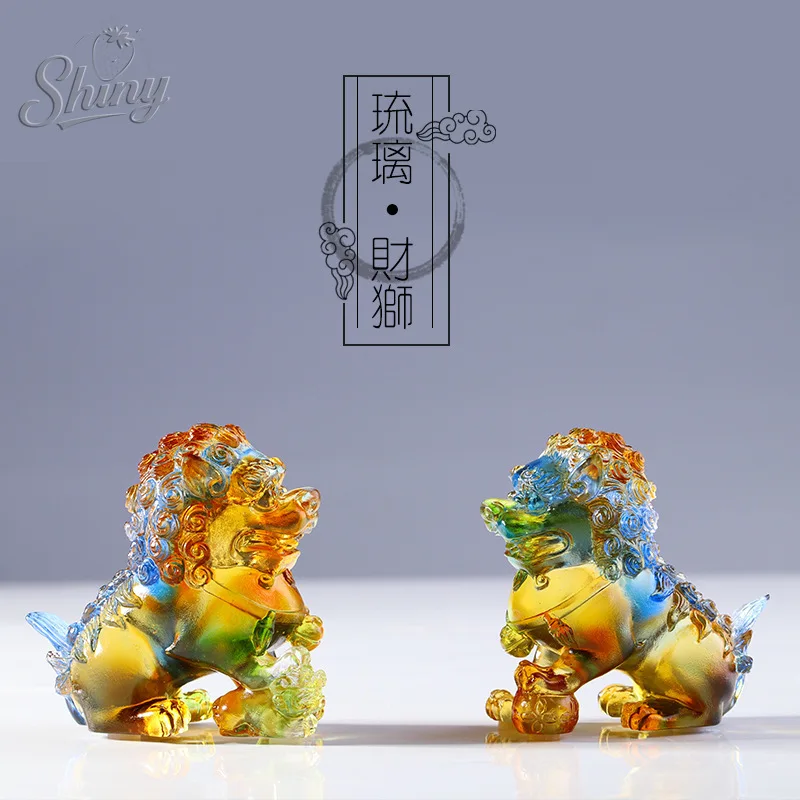 

Ceramic Glaze Lion Ornament Fortune Lion Souvenir Desk Chinese Style Crafts Ornaments Home Decoration Bring Fortune