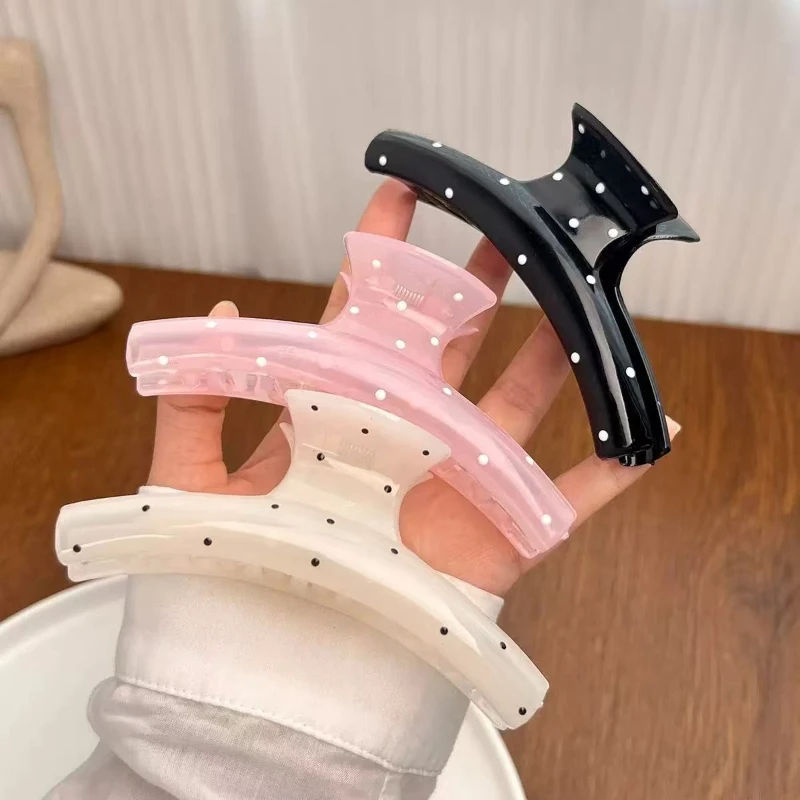 موضة Bowknot القوس مشبك شعر لطيف دبوس الشعر الاكريليك البولكا نقطة مشبك شعر الكورية نمط كبير القرش كليب مشبك شعر كبير فتاة