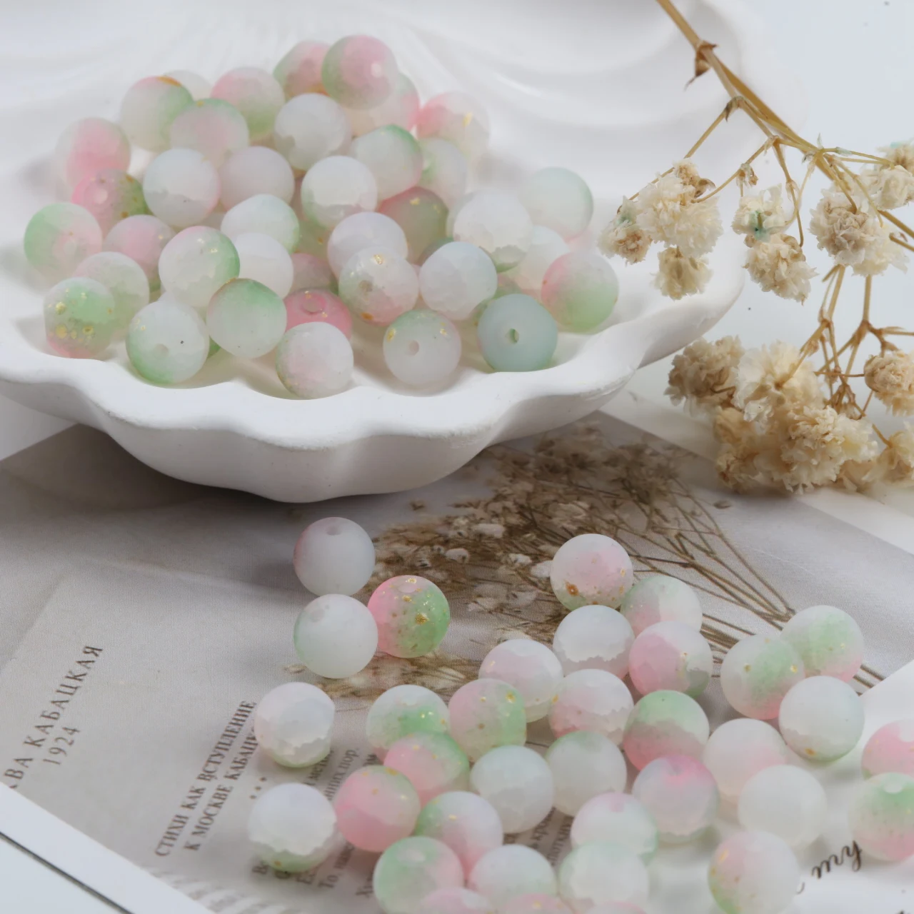 8 مللي متر 15 قطعة جولة متجمد رش خرز ذهبي الزجاج الملون الخرز فضفاض خرزة مباعدة لصنع المجوهرات قلادة سوار DIY بها بنفسك #5