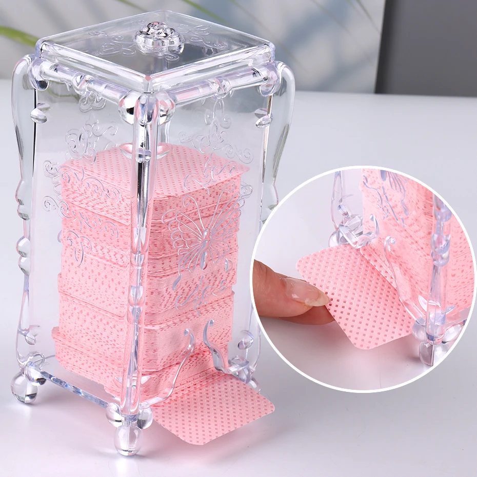 Acrylic Cotton Pad Nails Storage Box Butterfly Transparent Design Napkins Container Remover Organizer Makeup Case Nail Art Tools