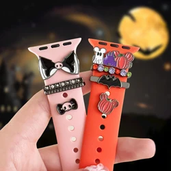 Halloween Pumpkin Bat Decorative Rings set for Apple Watch Silicone Strap Christmas Snowman Charms for Samsung Galaxy Watch band