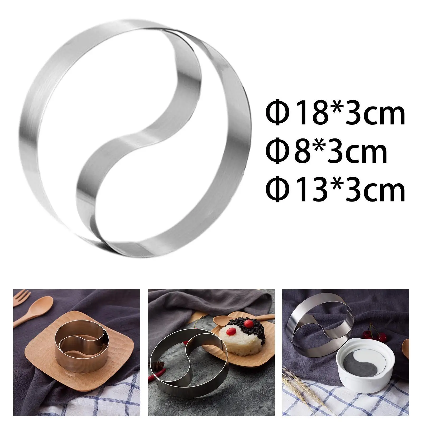 

Food Ring Multipurpose Biscuit Cutter Cupcake Decorating Tool Baking Tool Tai Chi Shape Nonstick Salad Dessert Die Pastry Ring