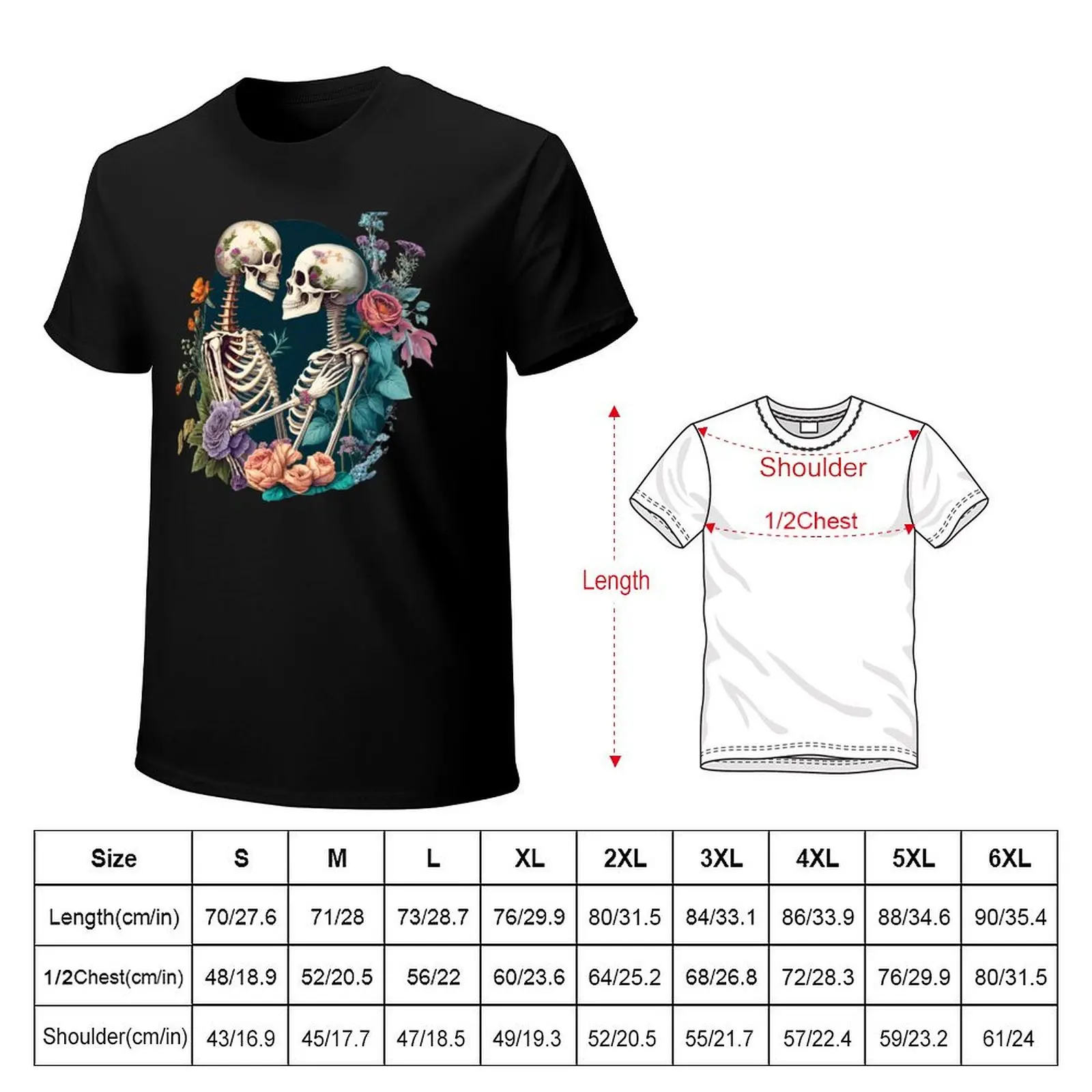 Flowery Love Exchange: A Skull Romance T-Shirt t shirt for man 100 percent cotton T-Shirt