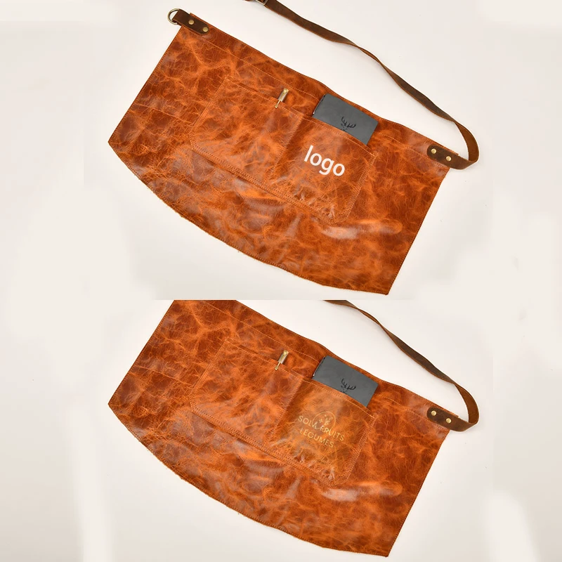 

Men's Fashion Work Apron With Fullpiece Leather Design For Barbers Customizable Heat Transfer Logo