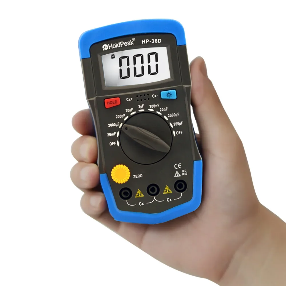 HoldPeak HP-36D Handheld capacimetro Digital Capacitance Meter tester 1999 counts Capacitor electronic diagnostic-tool Backlight