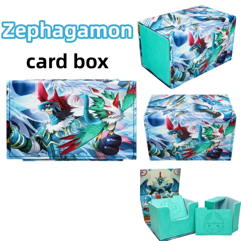 Digimon Zephagamon Diy Large-capacity Card Box Leather Magnetic Game Card Damage Indicator Counter Dice Double-layer Storage Box