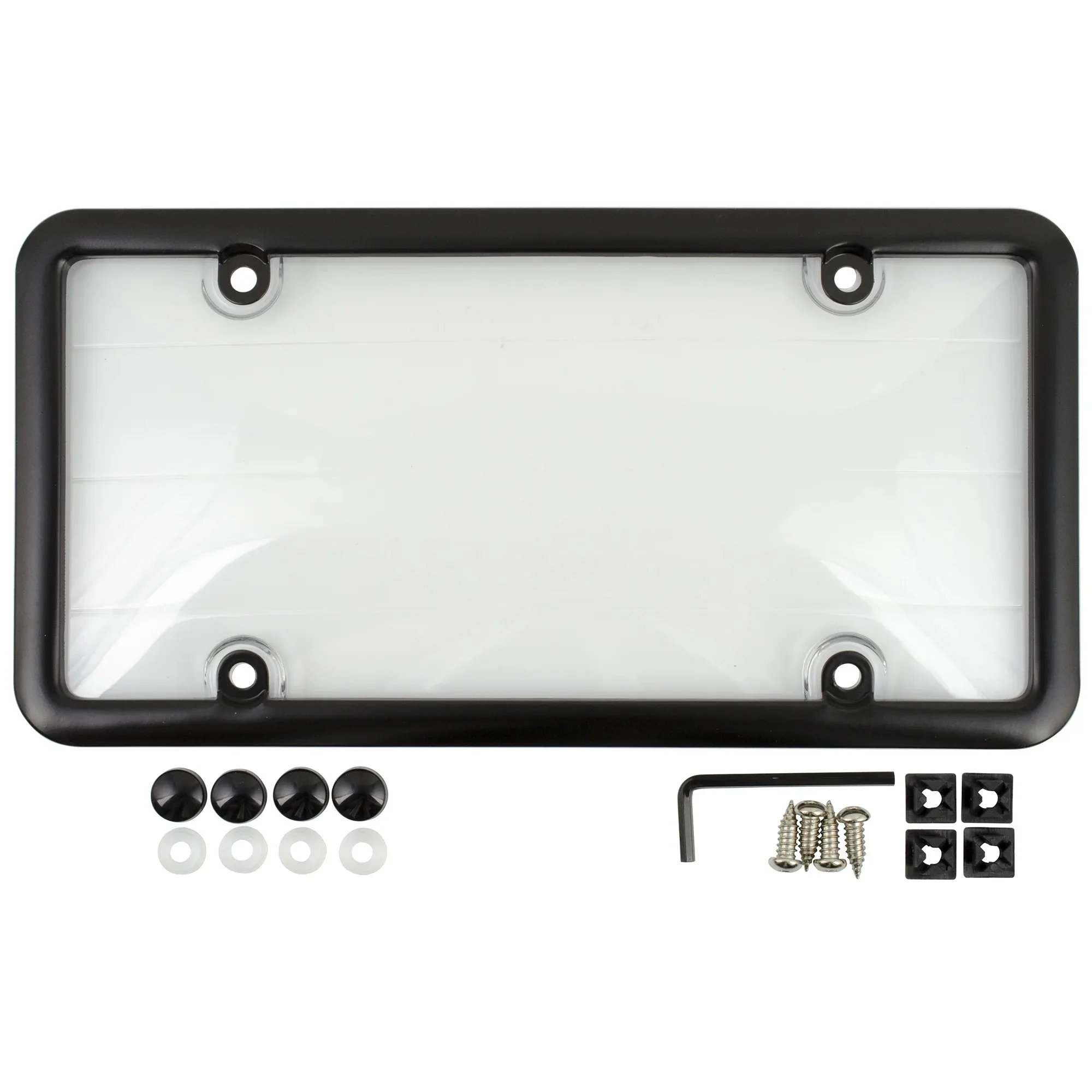 (2 แพ็ค) ฝาครอบและโครงป้ายทะเบียนกันขโมยสีดํา