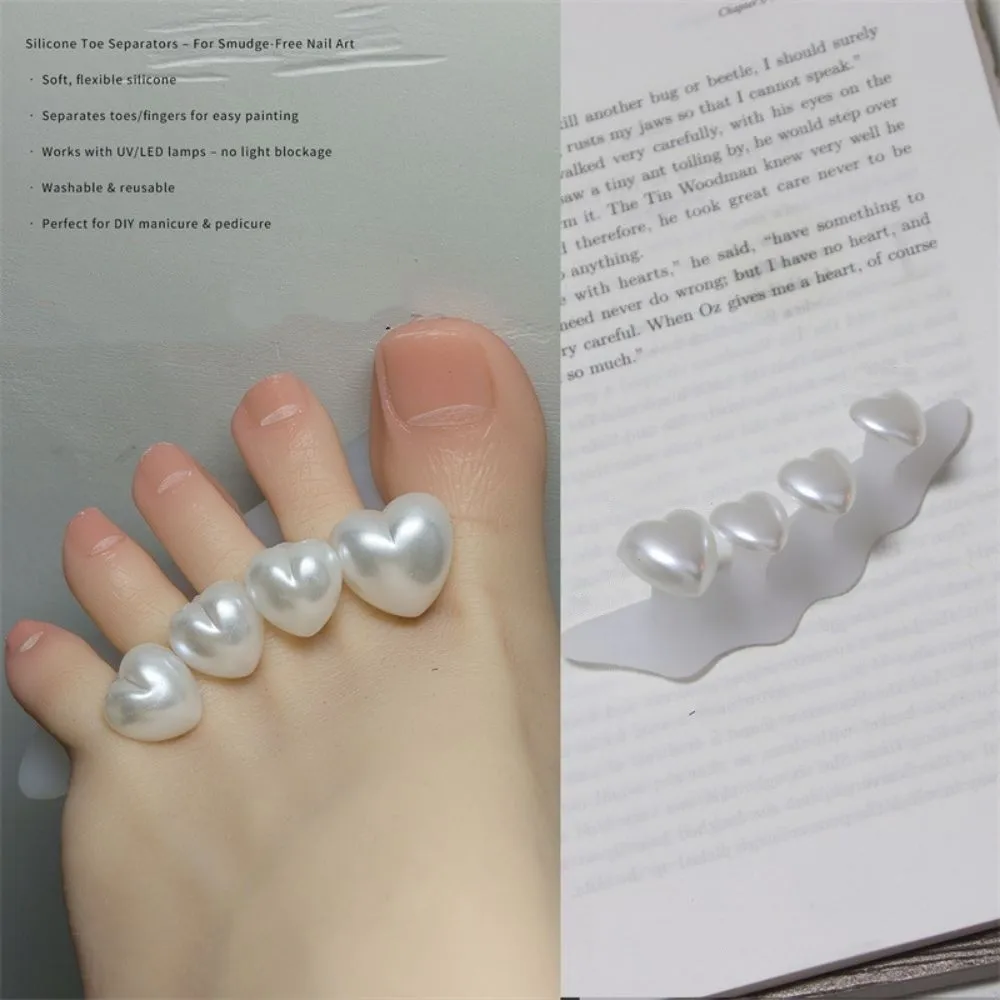 2PCS Flower Toe Separators Soft Silicone Pearl Toe Spacers for Nail Polish Anti Sticking Nail Painting Toe Splitter Pedicure