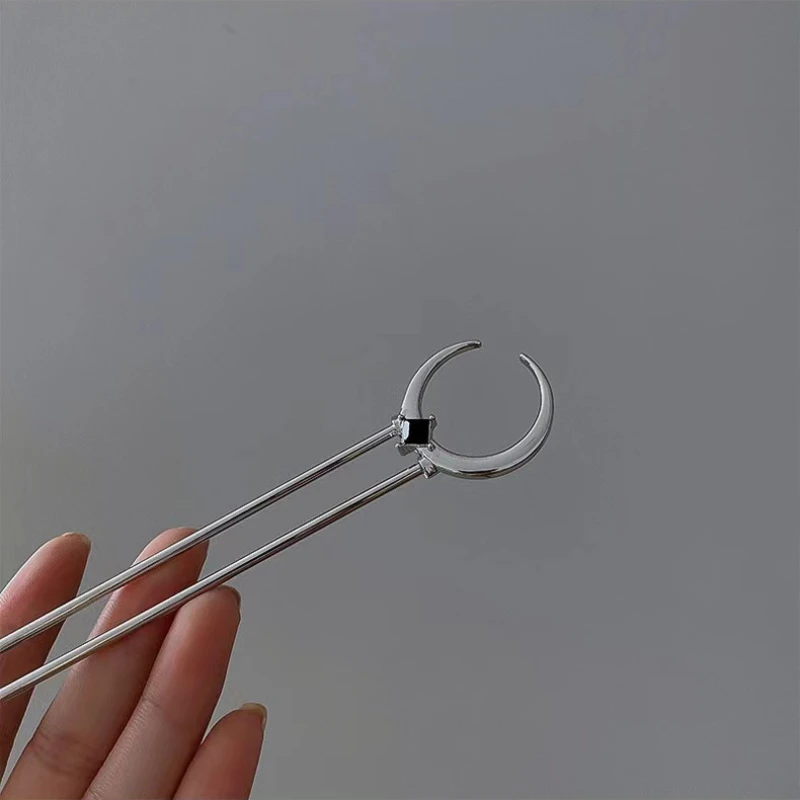 Vintage Crescent Moon Hair Sticks for Women Simple Chinese U-Shape Hairpins Disk Hairsticks Headdress Fashion Hair Accessories