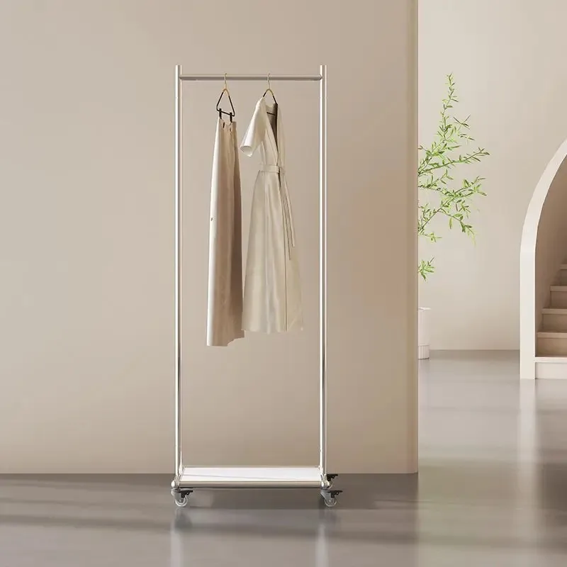 Nordic Coat Racks Medieval Modern Bedroom Stainless Steel Mobile Clothes Storage Hanger Light Luxury Simple Home Coat Racks