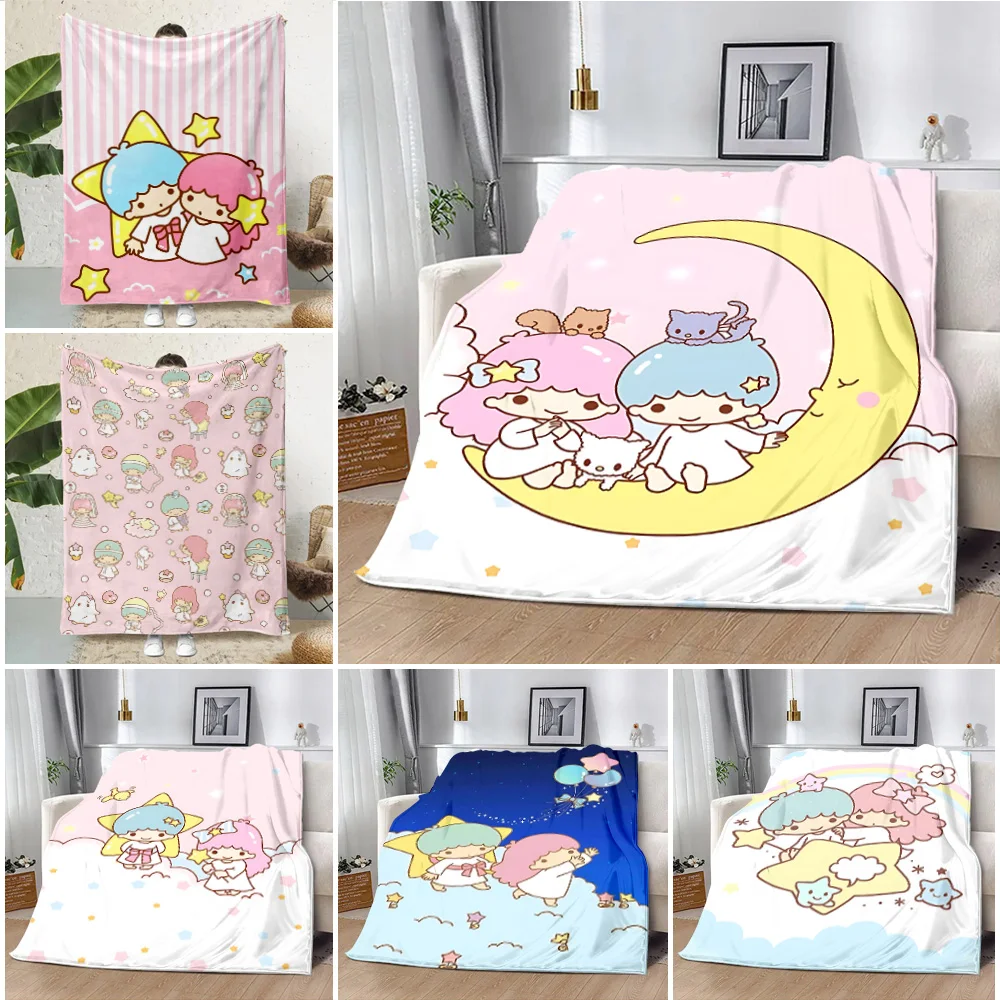 

Cute Cartoon Little twin stars Printed Blanket Picnic Blankets Warm Blanket Soft Comfortable Blanket Home Travel Birthday Gift