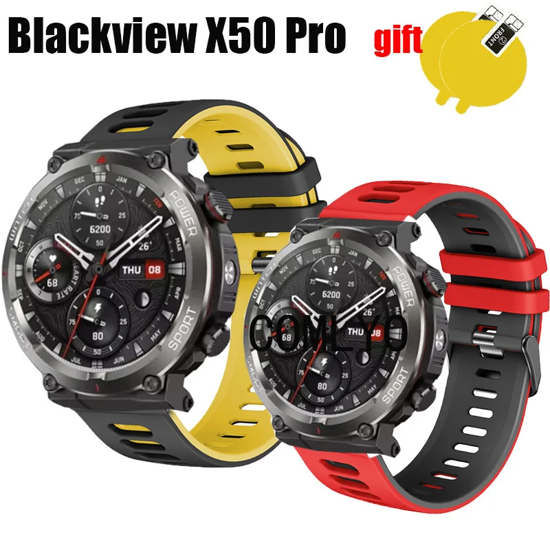 3in1 per Blackview W50 PRO cinturino smart watch uomo donna cinturino in silicone morbido pellicola proteggi schermo