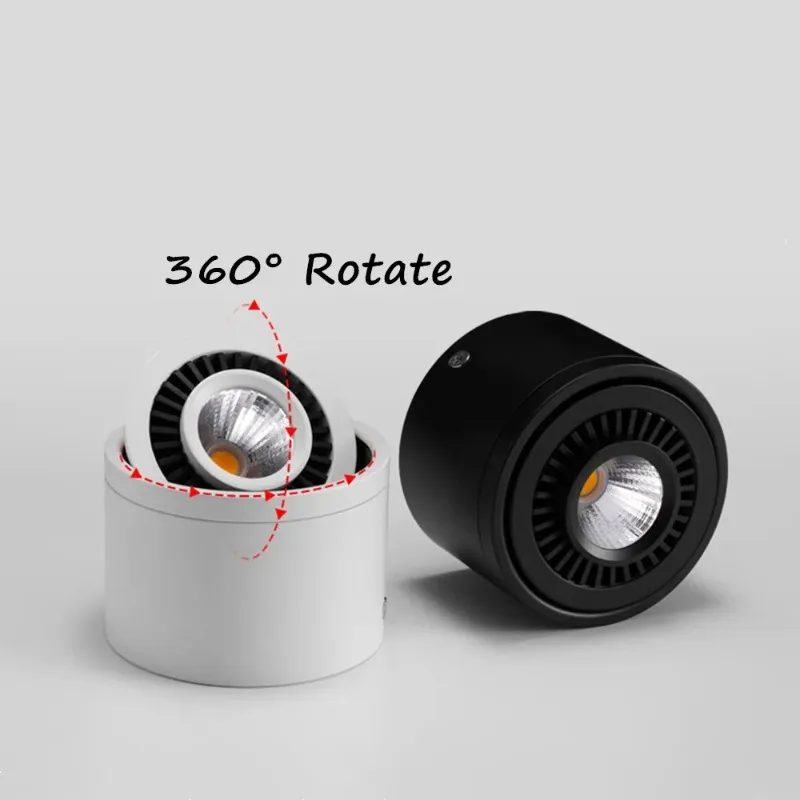360 Degree Rotation LED Ceiling Downlight Dimmable 5W7W10W15W Surface Mounted Recessed Light