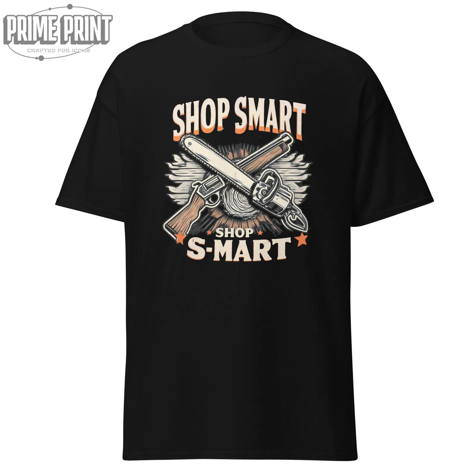 Shop Smart S-Mart T-Shirt Groovy Style for Horror Fans Adult Regular Fit Crew Necked Tees Cotton Men's Printed Tops