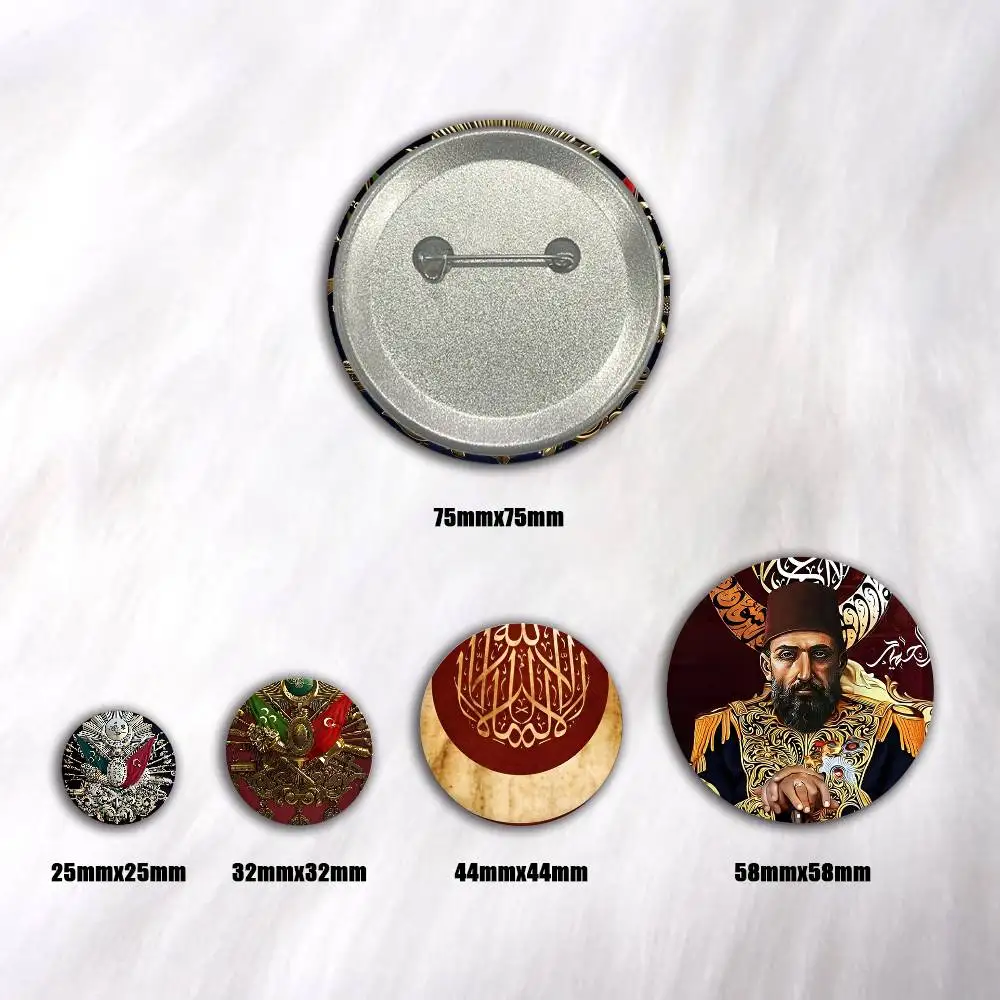 Ottoman Empire Coat Of Arms 75x75 25x25 Mm Cartoon Round Brooches On Backpack Shirt Accessories Jewelry Badge Gift For Friends