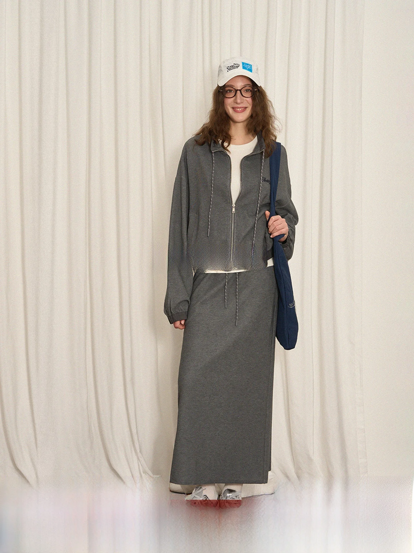 

Eylilac Casual Loose Fit Zipper High Waist Skirt Set Women's ort Coat Comfortable Breathable Winter Faion Ensemble