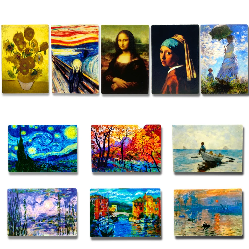 

Магнитный декор для двери холодильника с знаменитыми картинами, магниты на холодильник, металлические наклейки для гаража