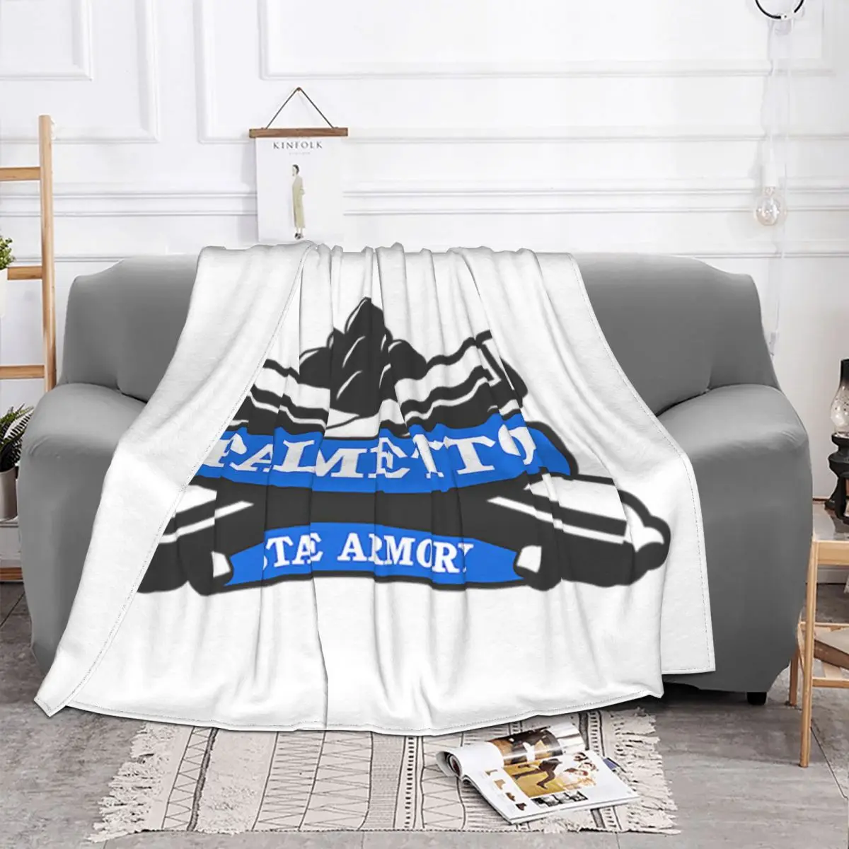 Palmetto State Arch Crest Blanket Flannel All Season Plaid Anime Video Game Soft Throw Blankets for Sofa Travel Plush Thin Quilt