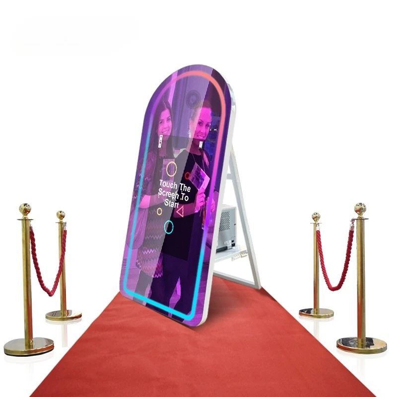 2023 Portable Wedding  LED Frame Photo Booth Kiosk Machine Augmented Reality Selfie Magic Mirror Compatible with