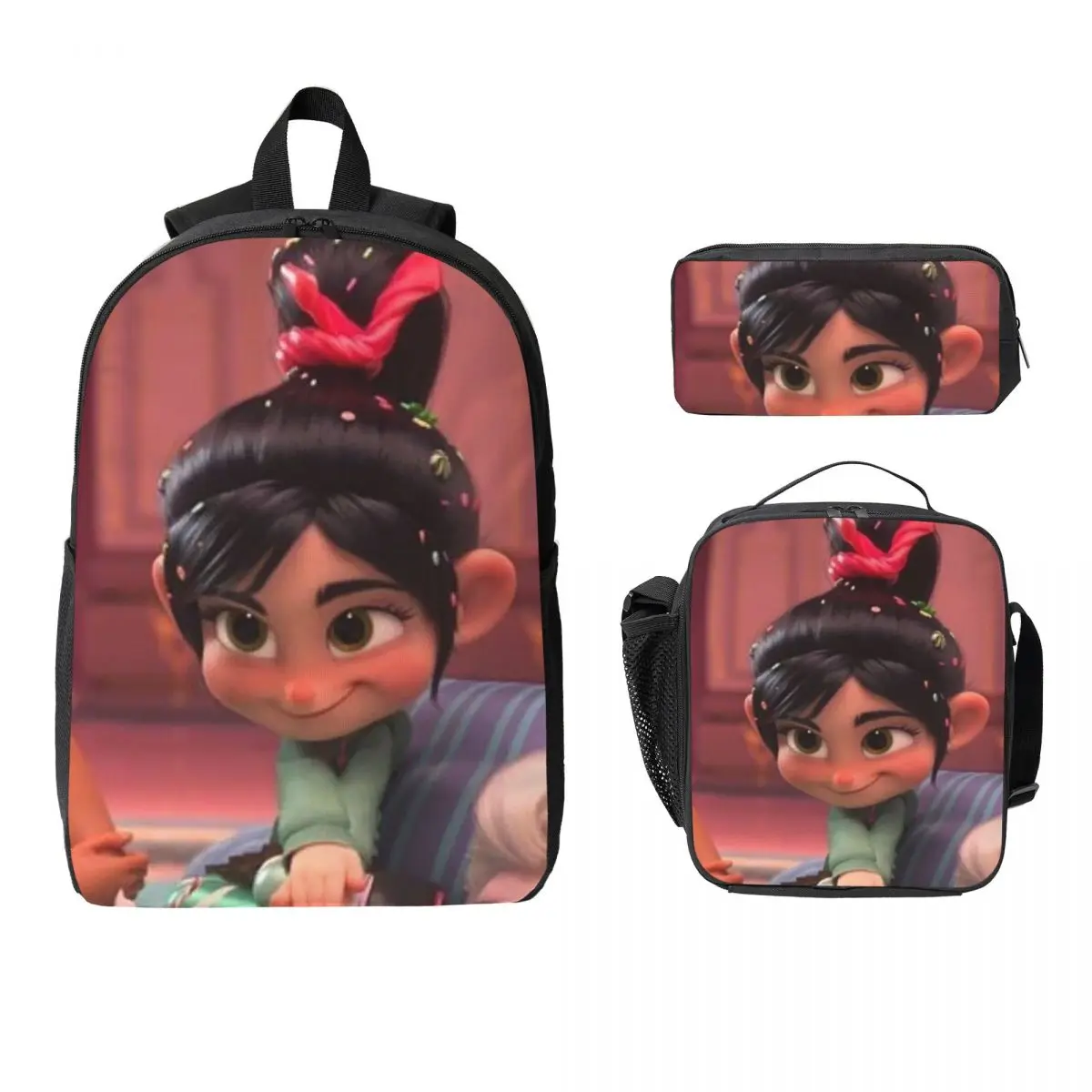 

Shorts Wreck-It Ralph Backpack Student Boys Girls BookBag School Bag Computer Shoulder Bags 3ps Insulated Lunch Bag Pencil Case
