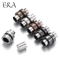 Stainless Steel Magnetic Clasps Column Hole 6mm Leather Cord Clasp Bracelet Magnet Buckle DIY Jewelry Making Supplies