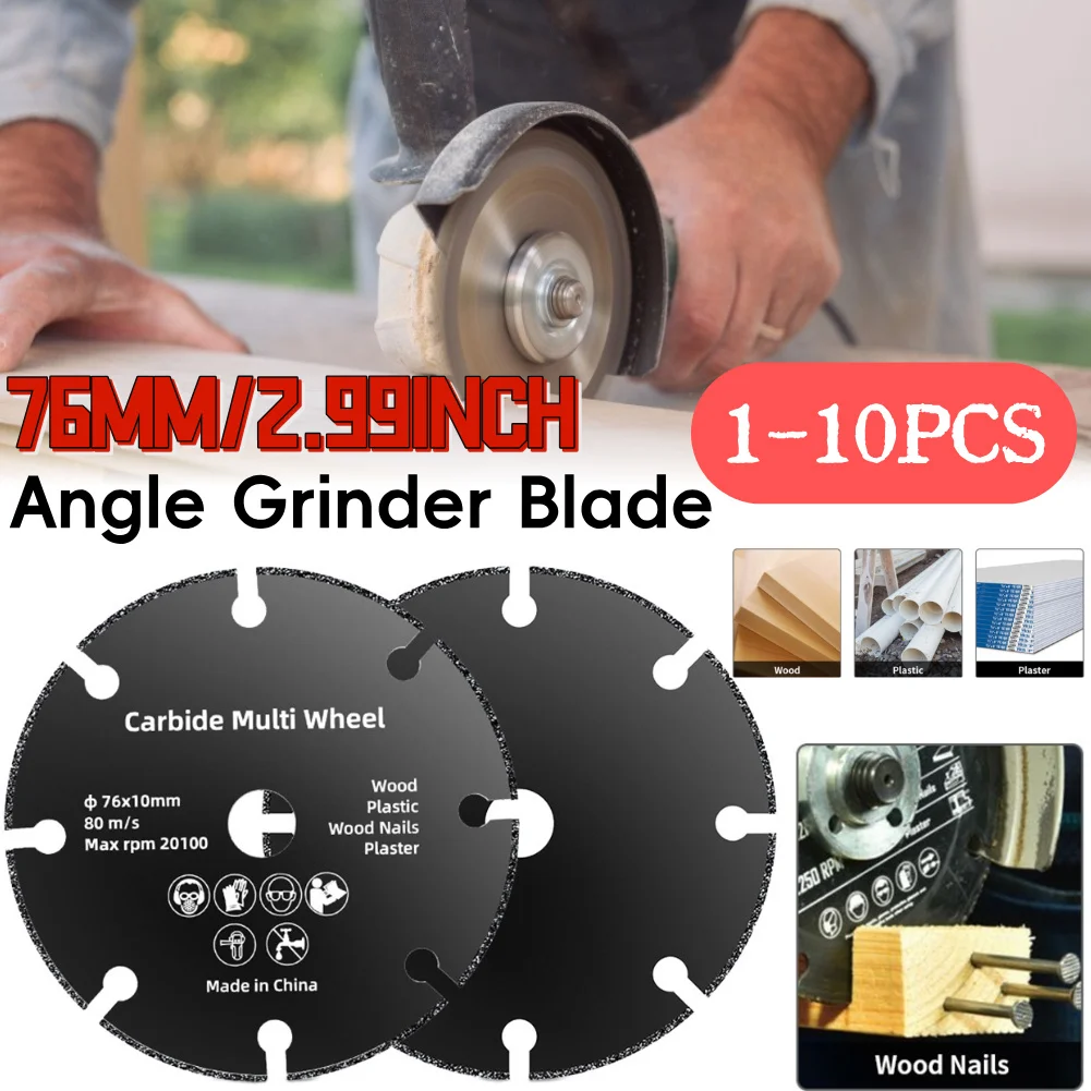 1-10PCS 76mm Electric Grinding Cutting Disc Carbide Saw Blade Mini Cutting Disc Diamond Grinder for Angle Grinder Metal Cutter