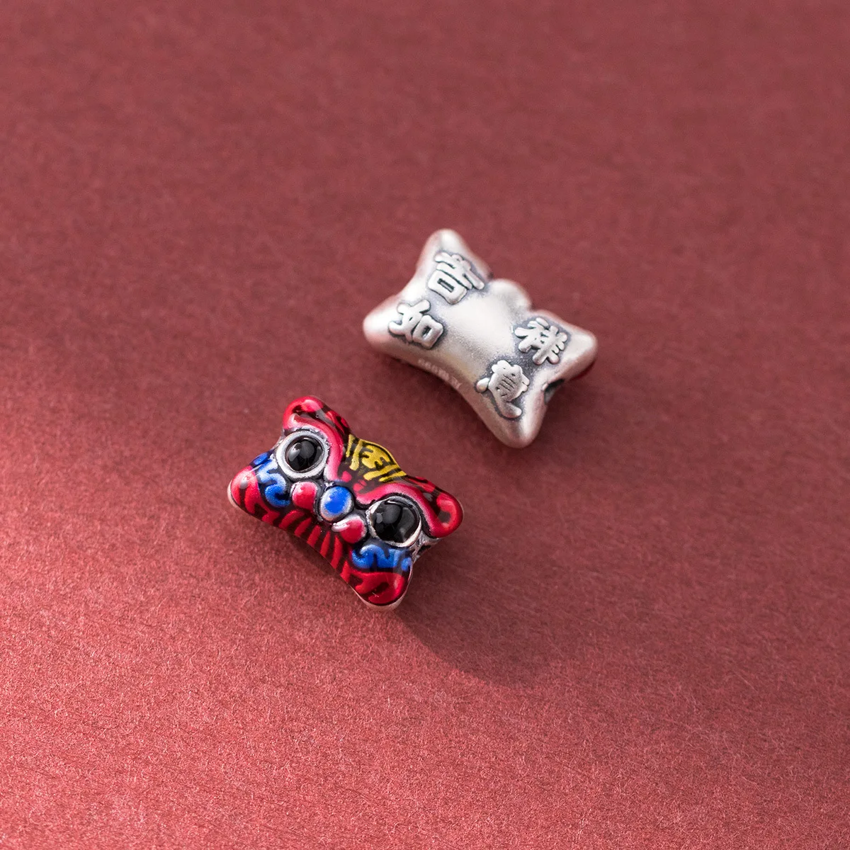 1pc 999 Pure Silver Painting Colorful Tiger Lucky Blessing Beads 15x10.5mm Best Wishes S999 Spacers For Women Men DIY Jewelry