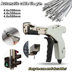 Adjustable Stainless Steel Cable Tie Gun Metal Zip Tie Cutter Tighten Tension with Stable and Reliable Tool with 100pcs Ties