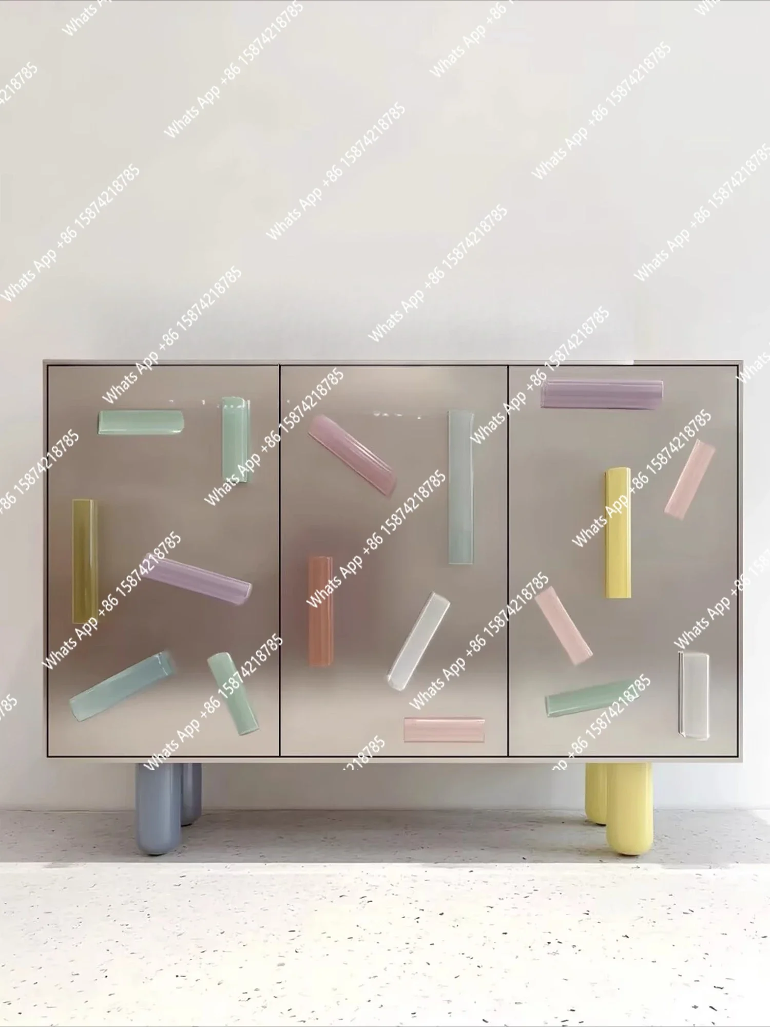 

S Light Luxury Medieval Solid Wood Creative Dining Side Cabinet Household White Oak Storage Exhibition Hall Entrance Cabinet