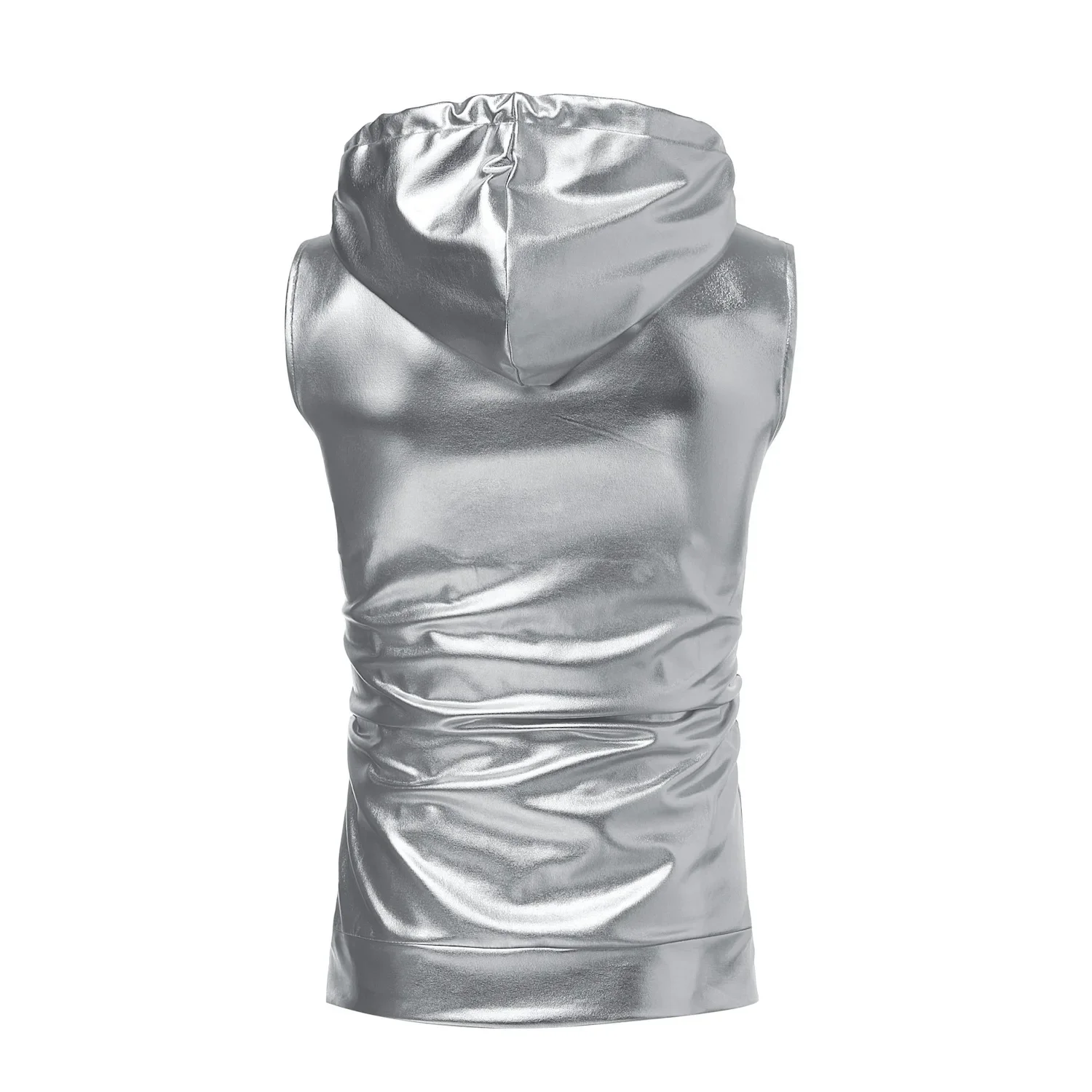 سترة رقص رجالية صيفية عصرية بألوان زاهية مع قلنسوة برباط وسحاب بدون أكمام ملابس غير رسمية مريحة للتنفس