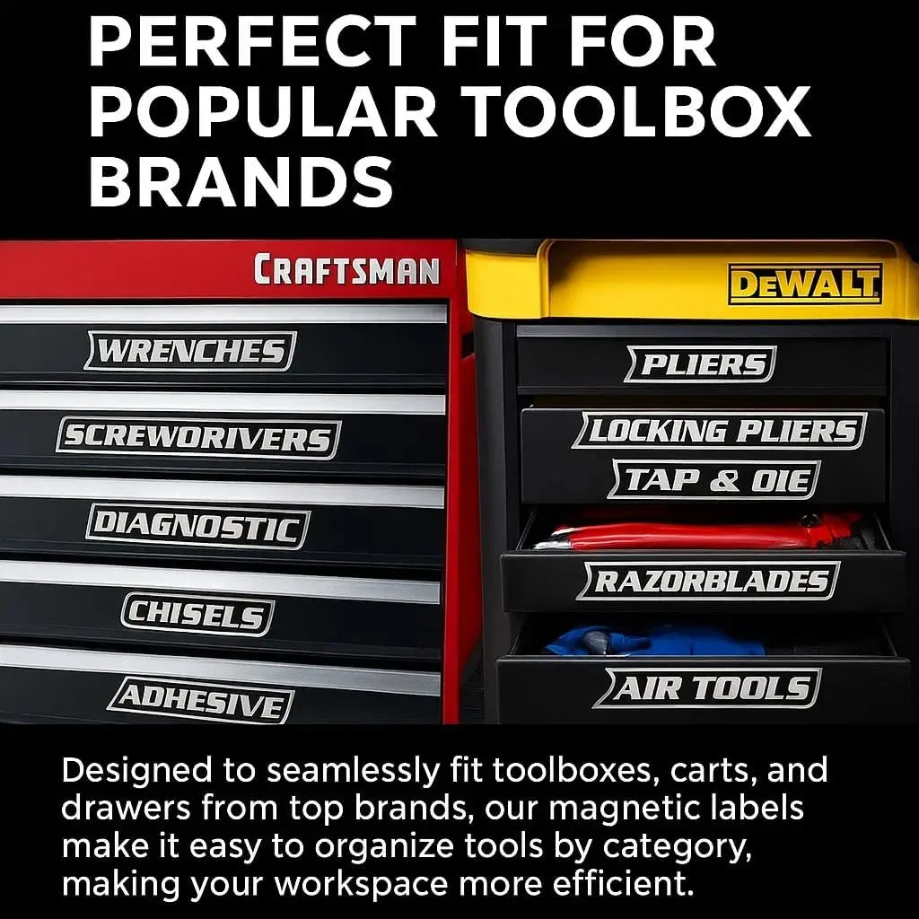 Magnetic Tool Box Labels,Upgrade High Magnetic Toolbox Labels,Magnetics Toolbox Label for Tool Organization, for Mechanics Diyer