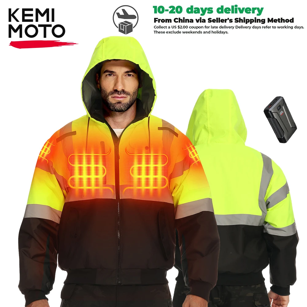 

KEMIMOTO Heated Jacket Men's Riding Jacket Winter 7 Heating Areas 20000mAh Battery Waterproof Windproof for Outdoor Working