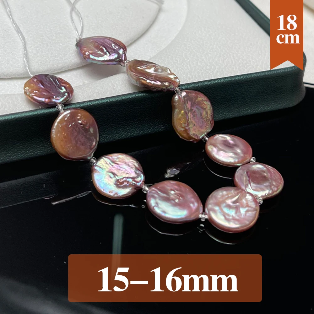 

18CM Natural Freshwater Baroque Pearl Beads Round Purple Pearl Loose Spacer Beaded for Making DIY Jewerly Necklace Bracelet 15mm