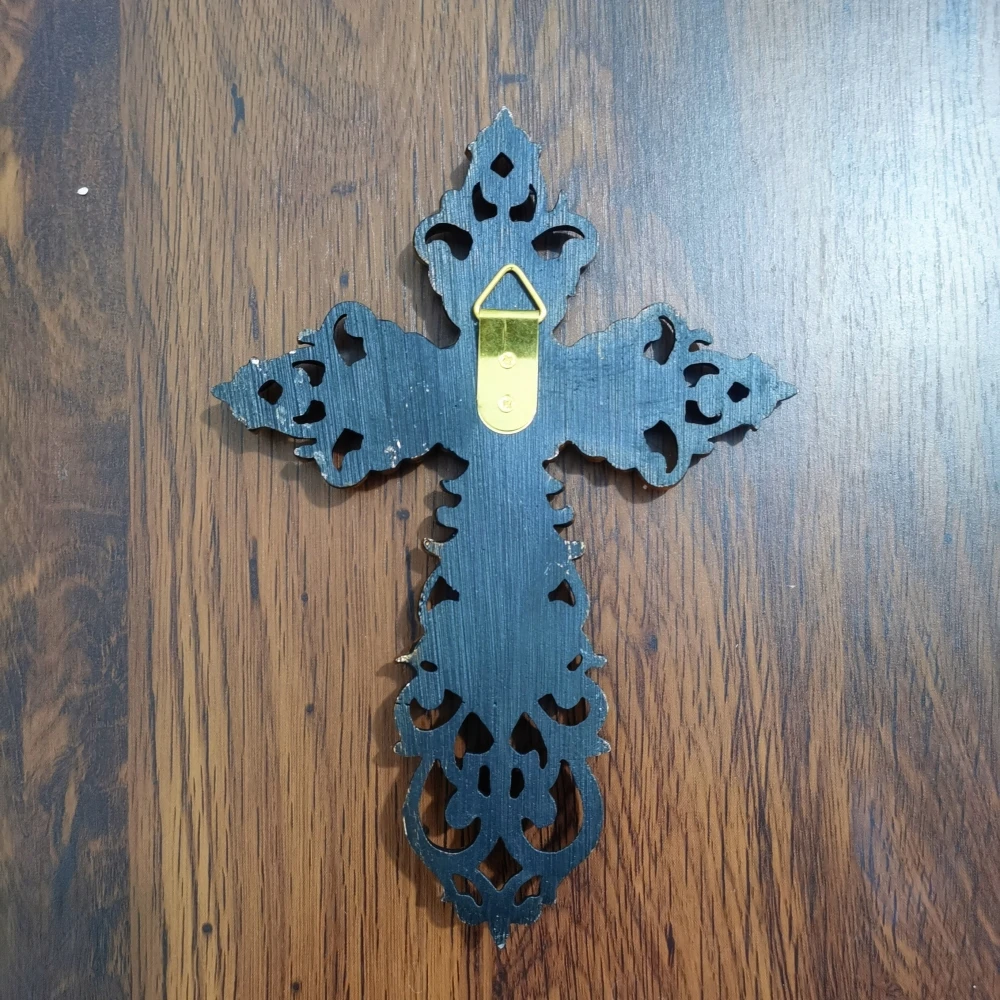 Vintage Kreuz-Dekor Wanddekoration aus Kunstharz, hohles geschnitztes Kreuz, Wandbehang, christliche Kirchen- und Heimdekoration, Segensgeschenk – Detail 7